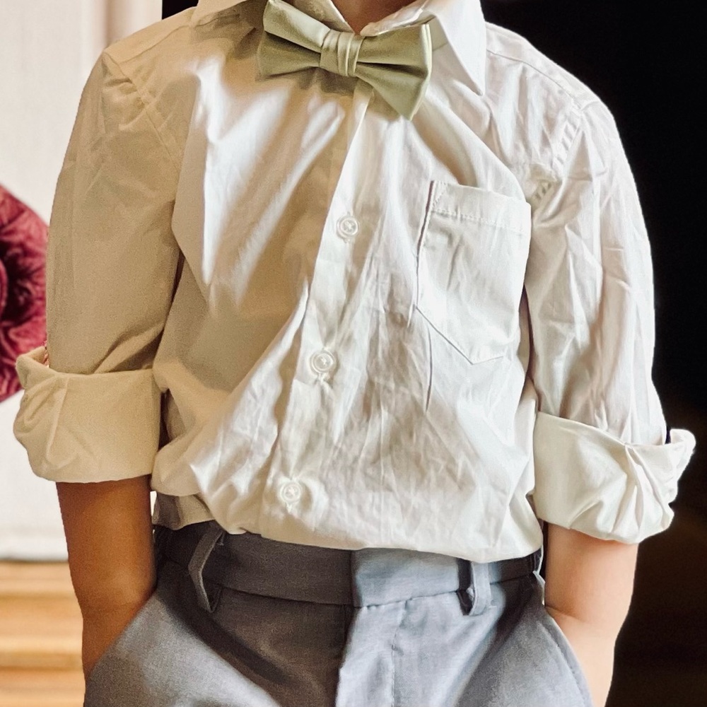 Spring Notion Toddler Dress Shirt/Pants Bundle - 3T, Ivory/Gray